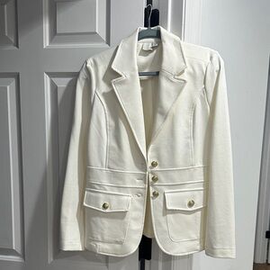 Joie Cream Tailored Blazer with Gold Buttons